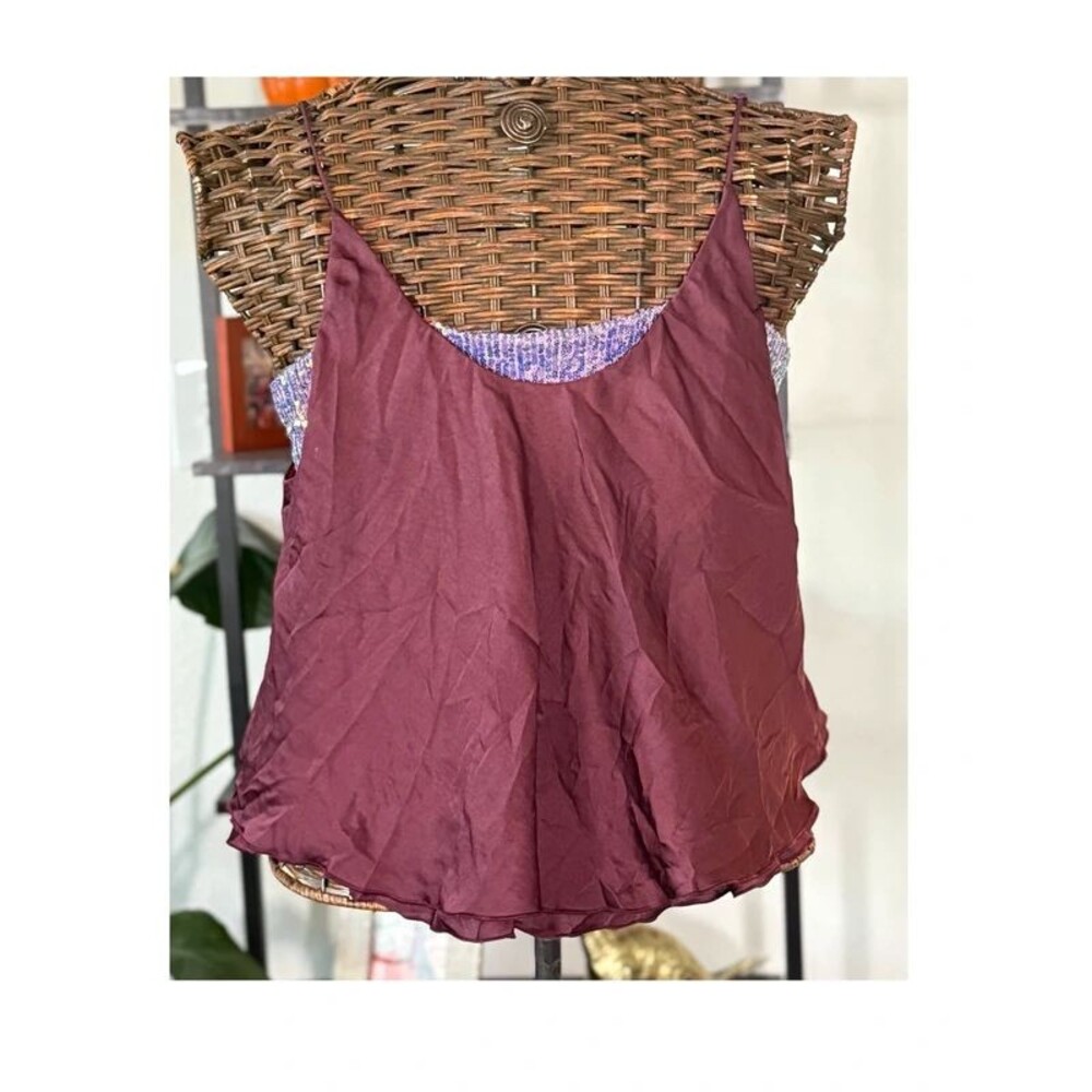 Free People Turn It On Cami - Plum / Vetiver Bloom (Size Medium)